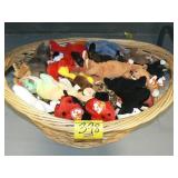 WICKER LAUNDRY BASKET FILLED WITH BEANIE BABIES