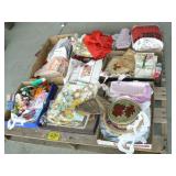 PALLET WITH SEWING NOTIONS, FABRIC, CROCHET ITEMS PALLET WITH SEWING NOTIONS, FABRIC, CROCHET ITEMS
