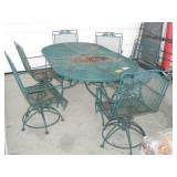 METAL MESH PATIO TABLE WITH 6 CHAIRS