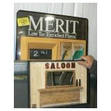 MERIT CIGARETTES CLOCK (SOME DAMAGE TO CORNER), MERIT CIGARETTES CLOCK (SOME DAMAGE TO CORNER),