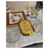 WALL ART, SET OF HAND PAINTED FLOWER STEMWARE,