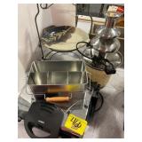 ULTREX WAFFLE MAKER, SERVING STAND, STONEWARE