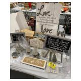 RHINESTONE CANDLE HOLDER SET W/ MIRROR BASES,