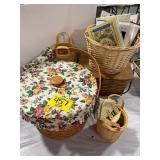 FLORAL LIDDED LONGABERGER BASKET, GROUP OF