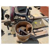 PALLET W/ BARREL OF TOOLS & HARDWARE CONTENTS OF