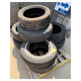 PALLET W/ GROUP OF SPARE TIRES OF ALL SIZES AND