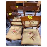 3 MATCHING NEEDLEPOINT SEAT ACCENT CHAIRS, CARVED