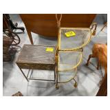 GOLD PAINTED METAL CORNER SHELF, METAL ACCENT