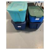 4 LIDDED PLASTIC TOTES