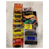 GROUP OF MATCHBOX CARS ON CARDS, HOT WHEELS