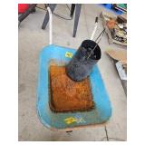 WHEEL BARROW AND CHARCOAL BUCKET