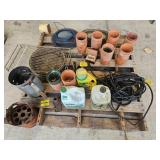 FISH BASKETS, CLAY FLOWER POTS, CHARCOAL
