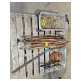 ARROWS, WAGON, STOOL, ICE SCRAPER, GLASS POT