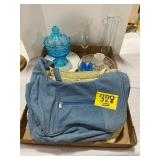 BLUE COIN DOT CANDY DISH, BLUE BIRD OF LOVE PAIR,