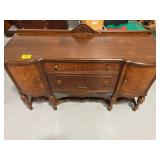 5FT LONG ORNATELY CARVED WOOD ANTIQUE BUFFET