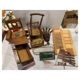 WOODEN DOLL FURNITURE, POTTY MIRROR SIGN, METAL