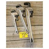 (3) RIDGID AMUMINUM PIPE WRENCHES