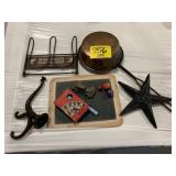 ANTIQUE CAST IRON ACCENT STAR, COPPER POT,