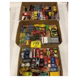 3 FLATS W/ LOOSE DIECAST CARS OF ALL KINDS