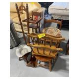 DOLL HIGH CHAIR, HAMMERED ALUMINUM TRAY, ACCENT