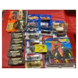 4 ROWS OF HOT WHEELS & MATCHBOX CARS ON CARDS