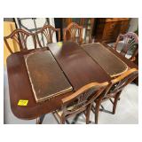 62' LONG DINING ROOM TABLE W/ 6 CHAIRS, 1 LEAF,
