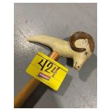 35' TALL CARVED WOOD RAMS HEAD CANE