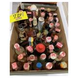 BOX OF MOSTLY SEALED ANTIQUE TRAVEL LIQUOR