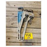 (3) RIDGID AMUMINUM PIPE WRENCHES