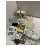 SUGAR & FLOUR CANISTERS, WHITE GLASS SHAKERS,