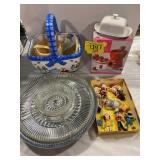 LAZY SUSAN, CHRISTMAS CERAMIC BASKET, FONDUE SET,