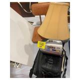 STADIUM CHAIR, LAMP SHADE, PANASONIC VIDEO CAMERA