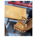 WOODEN WRITER'S DESK, HIGH TOP SWIVEL CHAIR