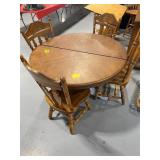 4FT ROUND WOODEN KITCHEN TABLE W/ 4 MATCHING