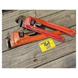 (1) RIDGID PIPE WRENCH, (2) PIPE WRENCHES