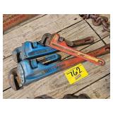 (2) RIDGID PIPE WRENCH, (1) PIPE WRENCHES