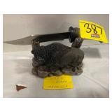 11' ANTLER BONE HANDLE FIXED BLADE KNIFE W/
