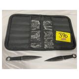 SET OF 12 THROWING KNIVES - 6' EACH W/ CASE