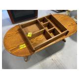 54' LONG WOODEN COFFEE TABLE, WOODEN STORAGE