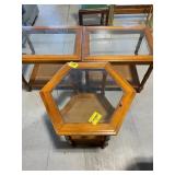 SET OF 3 GLASS TOP END TABLES