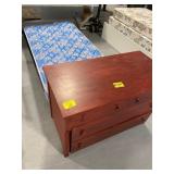 RED PAINTED WOODEN CHEST OF DRAWERS, TWIN SIZE