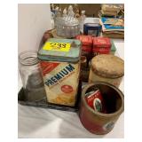 GROUP OF ANTIQUE ADVERTISING TINS OF ALL KINDS