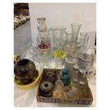 QUEEN CITY DAIRY BOTTLE, GROUP OF GLASS FLOWER