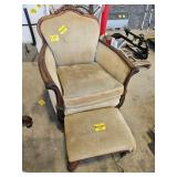 CHAIR AND OTTOMAN WITH GREAT WOOD DETAIL