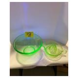 GREEN URANIUM GLASS BOWL & JUICER