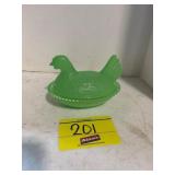 JADEITE GLASS HEN ON NEST