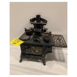 ANTIQUE CRESCENT CAST IRON STOVE W/ POTS & PANS &