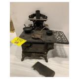 ANTIQUE CRESCENT CAST IRON STOVE W/ POTS & PANS &