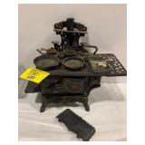 ANTIQUE CRESCENT CAST IRON STOVE W/ POTS & PANS &