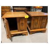 PAIR OF WOODEN END TABLES